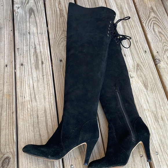 Vince Camuto Shoes - Vince Camuto "Cherline" Black Suede  Over-The-Knee Boots Size 7.5